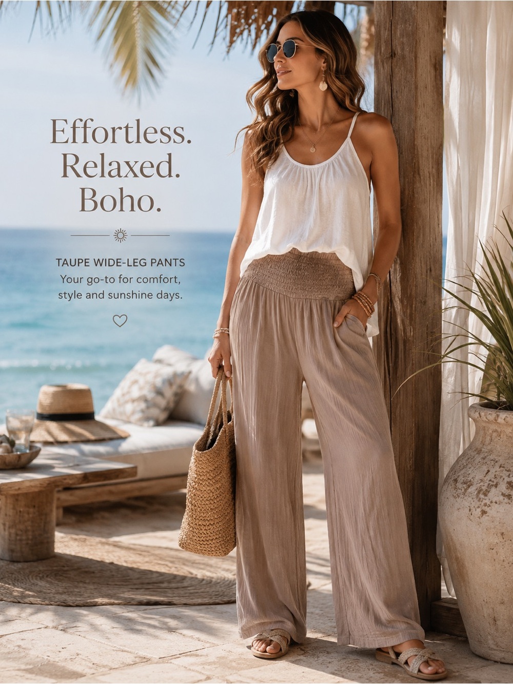 I.N. Studio Taupe Wide-Leg Lounge Pants